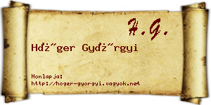 Höger Györgyi névjegykártya